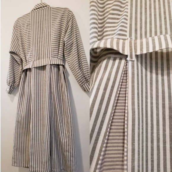 Restyled Vintage shirt dress with pockets, striped - Picture 5 of 7